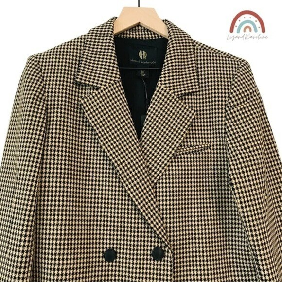 New! House of Harlow 1960 Houndstooth Notch Collar Blazer - Picture 3 of 13